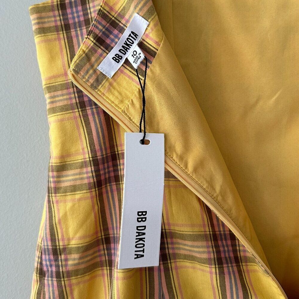 Revolve BB Dakota Slip Dress 10 Yellow Plaid Total Betty Y2K 90s Grunge Clueless - Picture 9 of 11